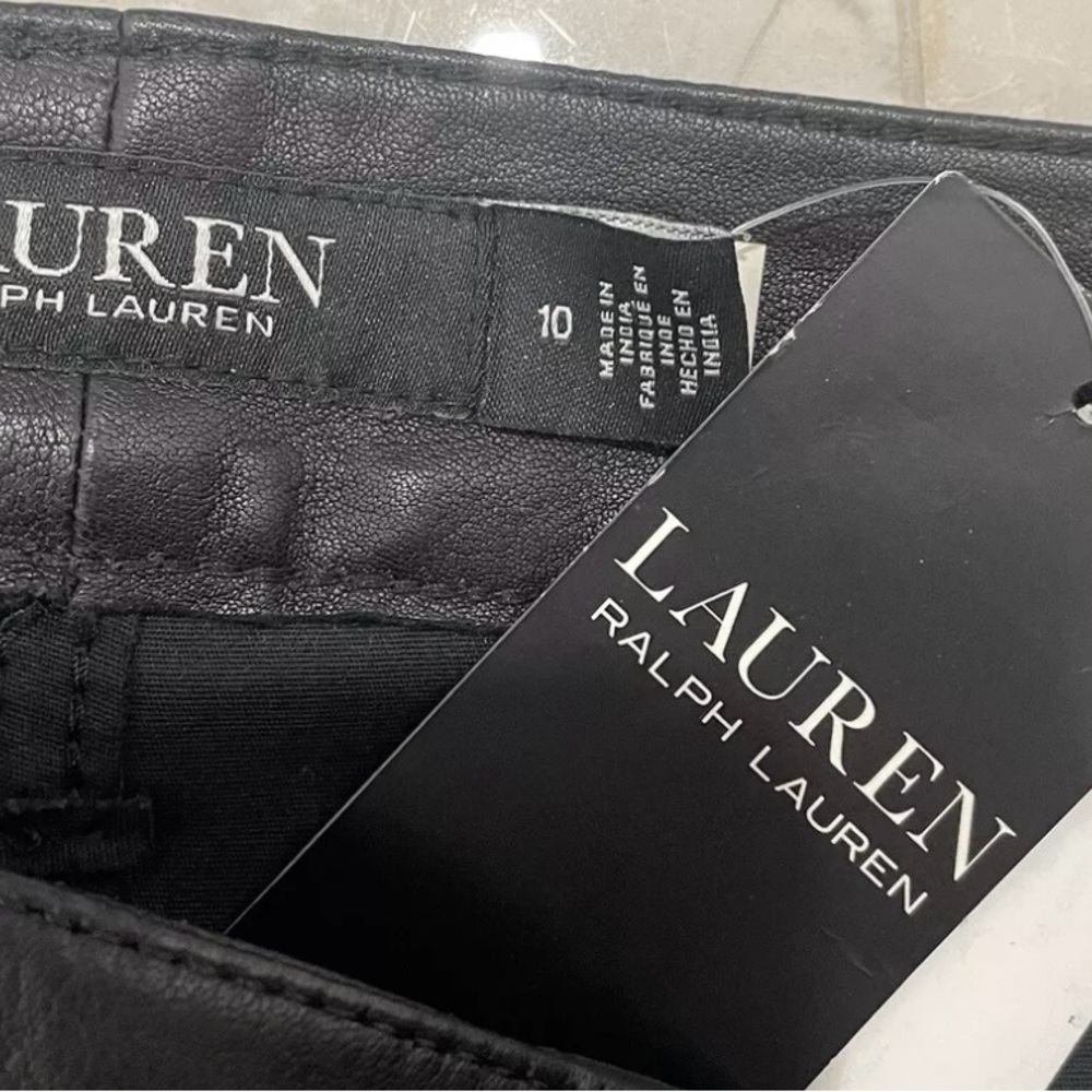 Ralph Lauren Woman’s Pants Size 10 Black Nappa Leather Skinny High Rise Reg Fit